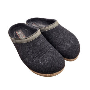 Haflinger Grizzly Size 33 Unisex Pure Wool Winter Clog Shoe Slip On Dark Gray